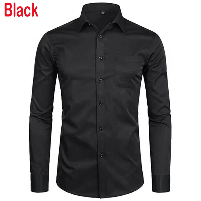 Men'S Top Quality Dress Shirts 2023 Fashion New Slim Fit Long Sleeve Shirt Men Black White Formal Button up Shirt Chemise Homme