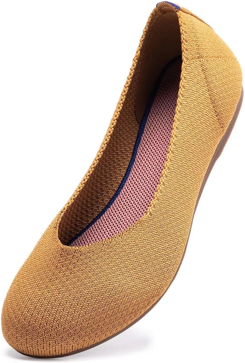 Women’S Ballet Flat Shoes Knit Dress Shoes round Toe Slip on Ballerina Walking Flats Shoes for Woman Low Wedge Comfort Soft