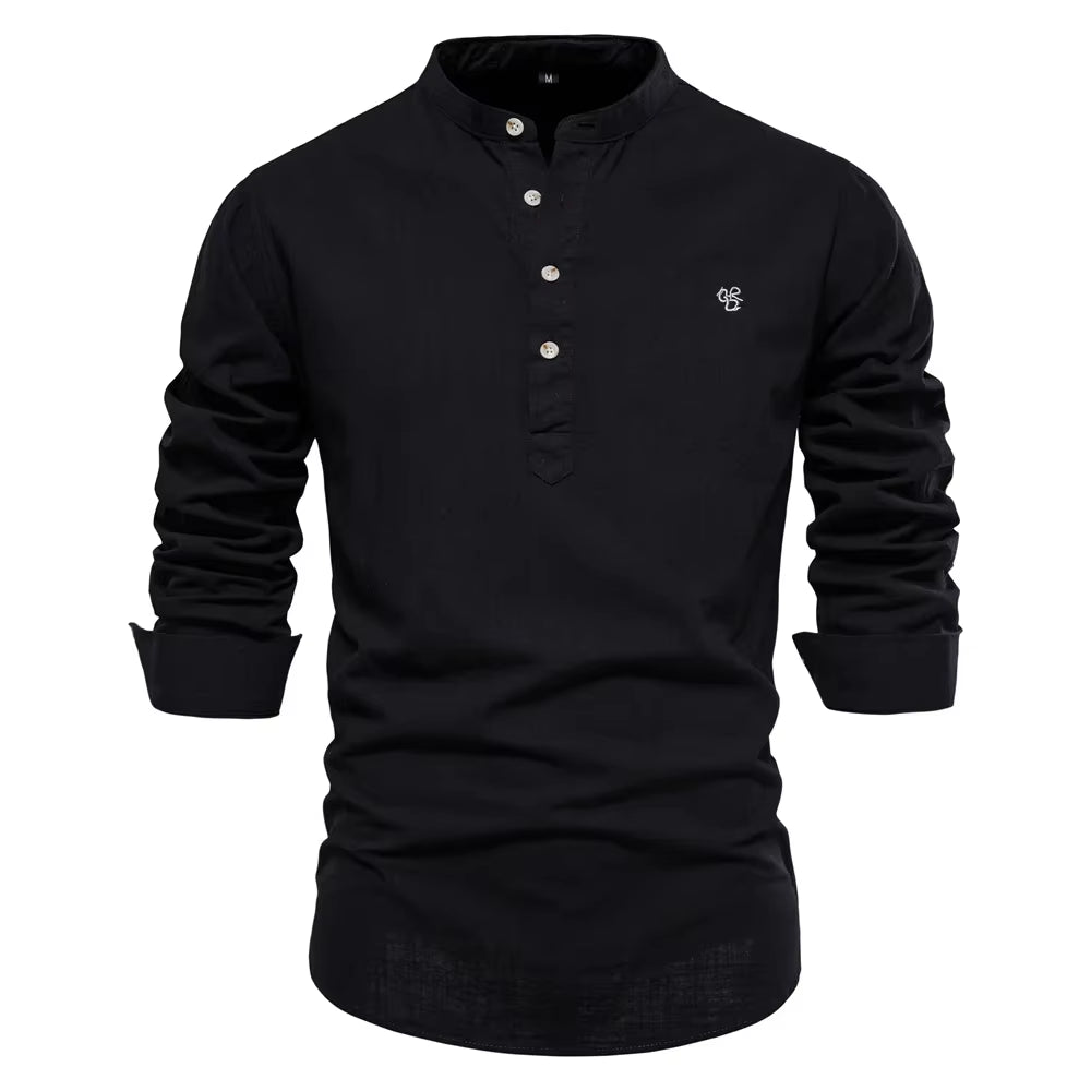 New Spring Cotton Social Shirt Men Solid Color High Quality Long Sleeve Shirt for Men Lapel Casual Social Men'S Shirts
