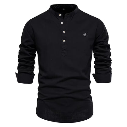 New Spring Cotton Social Shirt Men Solid Color High Quality Long Sleeve Shirt for Men Lapel Casual Social Men'S Shirts
