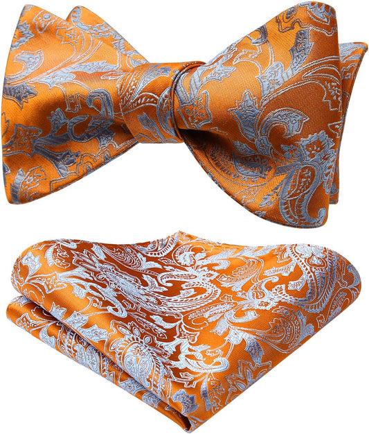 Bow Ties for Men Paisley Bowties Mens Self Tie Bow Tie and Pocket Square Set Formal Tuxedo Wedding Bowtie