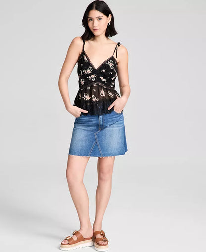 Women'S Lace-Trim Floral Print Sleeveless Top, Exclusively at Macy'S
