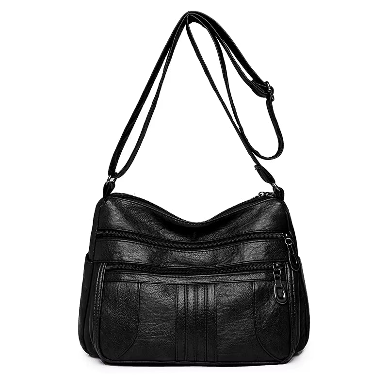 Multiple Pockets Soft Leather Hand Bags for Women Luxury Handbags Women Bags Designer Shoulder Crossbody Bags with Free Shipping