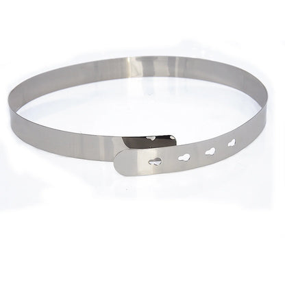 Female Leather Belt Women Silver Buckle Women Skinny Metal Belts Women Slim Fit Metal Chain Belts Gold Silver Thin Stretch Metal Fashion Dress Belts Belts for Women Western Style Black