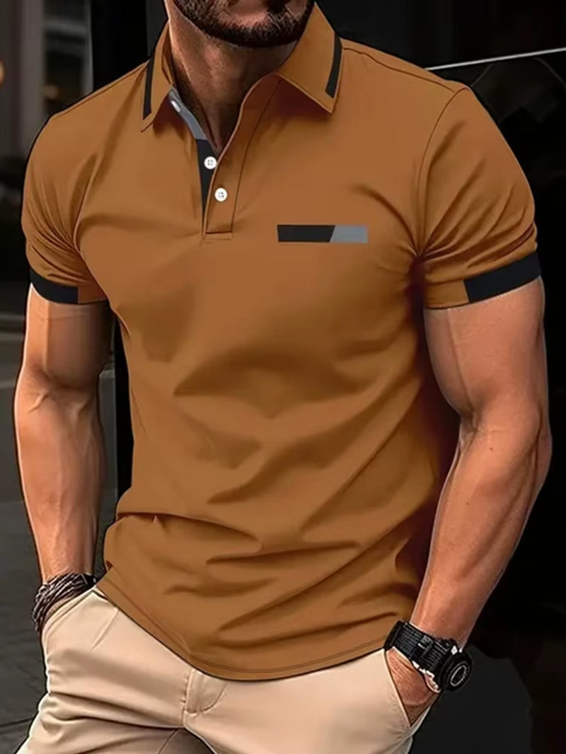 Men'S Short Sleeve Polo Shirt , Summer Casual Lapel Sports Men Polos Gift for Men EUROPEAN Measurement