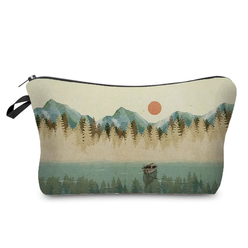 Landscape Painting Makeup Bag Polyester Cosmetic Bag Women'S Necessaire Pouch with Zipper Shaver Kit Bags Luxury Man Travel Bag
