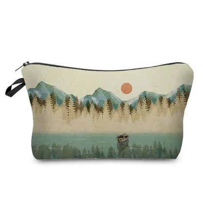 Landscape Painting Makeup Bag Polyester Cosmetic Bag Women'S Necessaire Pouch with Zipper Shaver Kit Bags Luxury Man Travel Bag