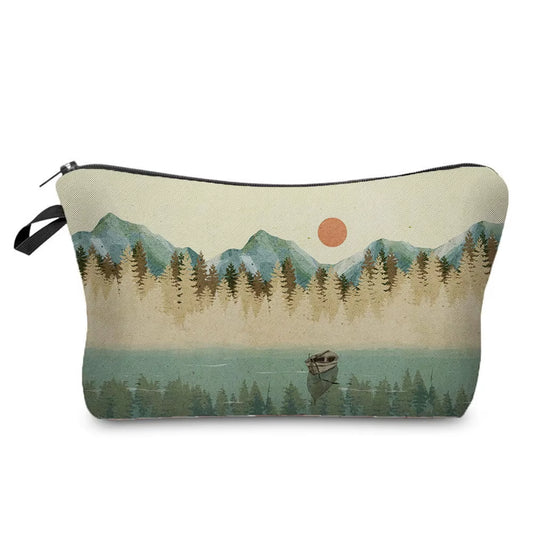 Landscape Painting Makeup Bag Polyester Cosmetic Bag Women'S Necessaire Pouch with Zipper Shaver Kit Bags Luxury Man Travel Bag