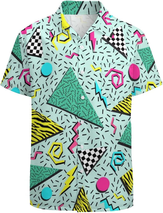 Mens 80S Shirts 90S Hawaiian Shirt for Men Funky Shirt Retro 8090S Party Shirt Short Sleeve Button up Shirt