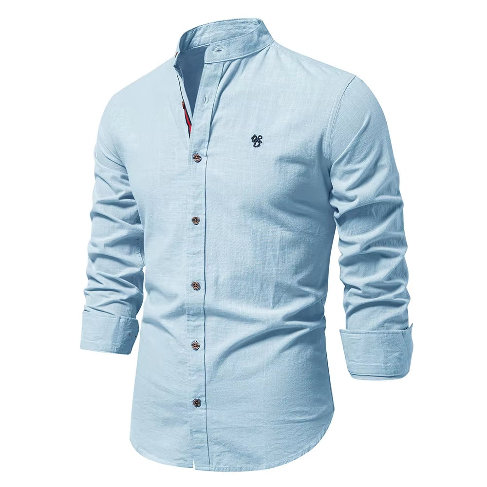 New Spring Cotton Social Shirt Men Solid Color High Quality Long Sleeve Shirt for Men Lapel Casual Social Men'S Shirts