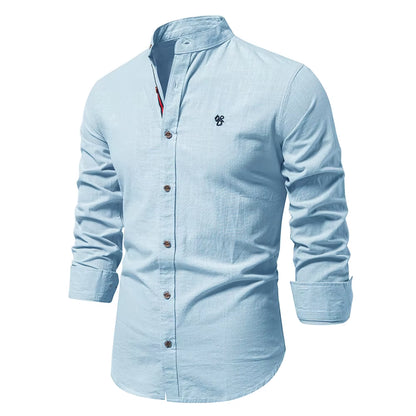 New Spring Cotton Social Shirt Men Solid Color High Quality Long Sleeve Shirt for Men Lapel Casual Social Men'S Shirts