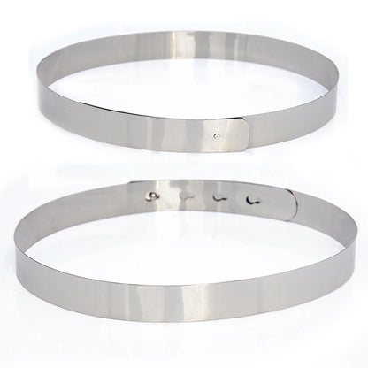 Female Leather Belt Women Silver Buckle Women Skinny Metal Belts Women Slim Fit Metal Chain Belts Gold Silver Thin Stretch Metal Fashion Dress Belts Belts for Women Western Style Black