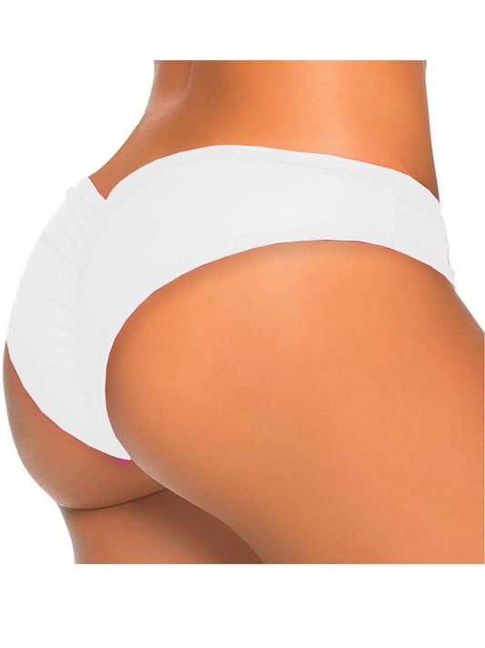 Sexy Women'S Itsy Back Ruched Thong Bikini Bottoms Brazilian Swimsuit Swimwear Beachwear Bathing Cheeky Panty
