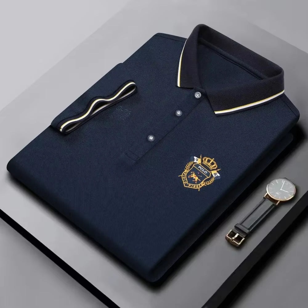 Summer Mens Short Sleeve Polo Shirt Luxury Embroidered Tshirts Lapel Anti-Wrinkle Lightweight Tops Cotton Mens T Shirts