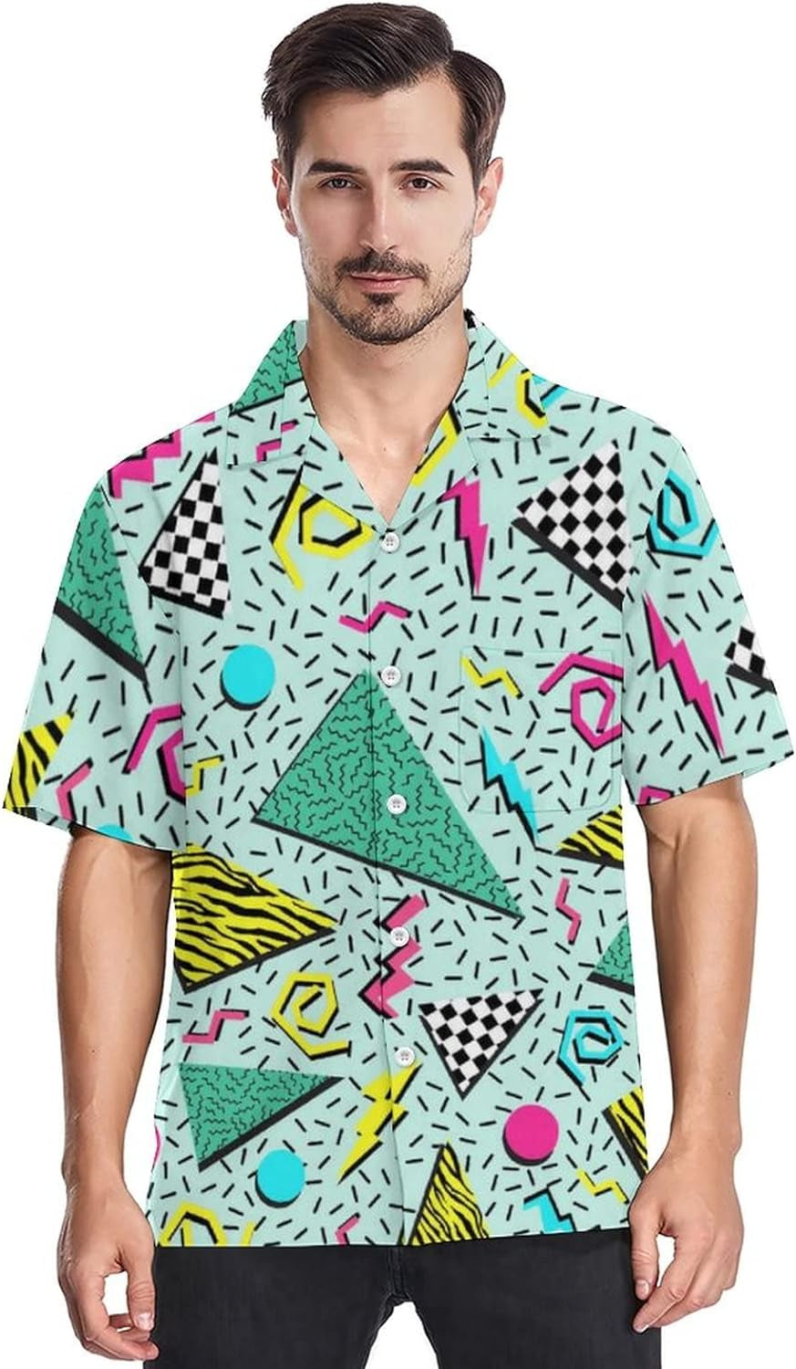 Mens 80S Shirts 90S Hawaiian Shirt for Men Funky Shirt Retro 8090S Party Shirt Short Sleeve Button up Shirt