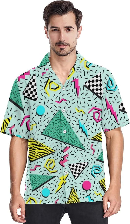Mens 80S Shirts 90S Hawaiian Shirt for Men Funky Shirt Retro 8090S Party Shirt Short Sleeve Button up Shirt