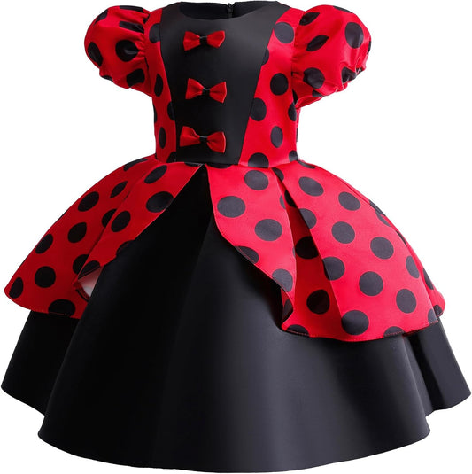 Elegant Girls Polka Dots Dress for Church Holiday Pageant Birthday Tea Party Wear Vintage Princess Ball Gown 2-10Years
