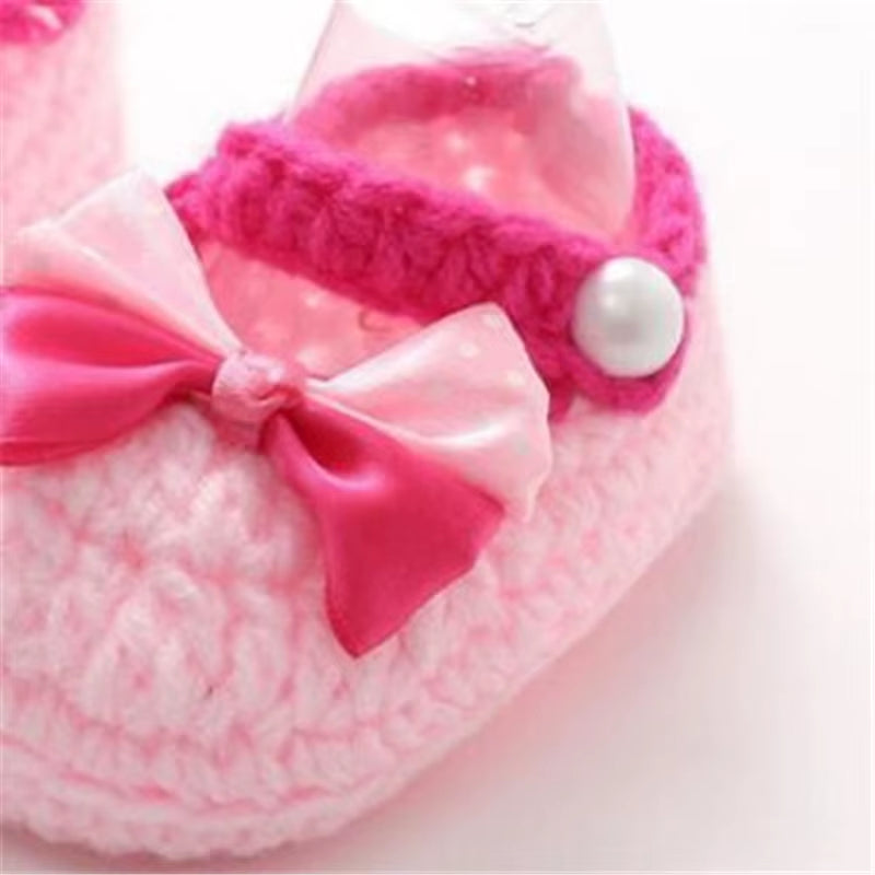 Fashion Comfortable Buckle Baby Shoes Handmade Knitting Crochet Booties Crib Walk Shoes for Infants Toddlers