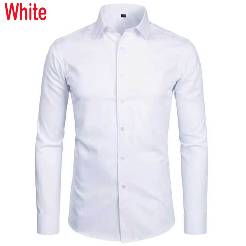 Men'S Top Quality Dress Shirts 2023 Fashion New Slim Fit Long Sleeve Shirt Men Black White Formal Button up Shirt Chemise Homme