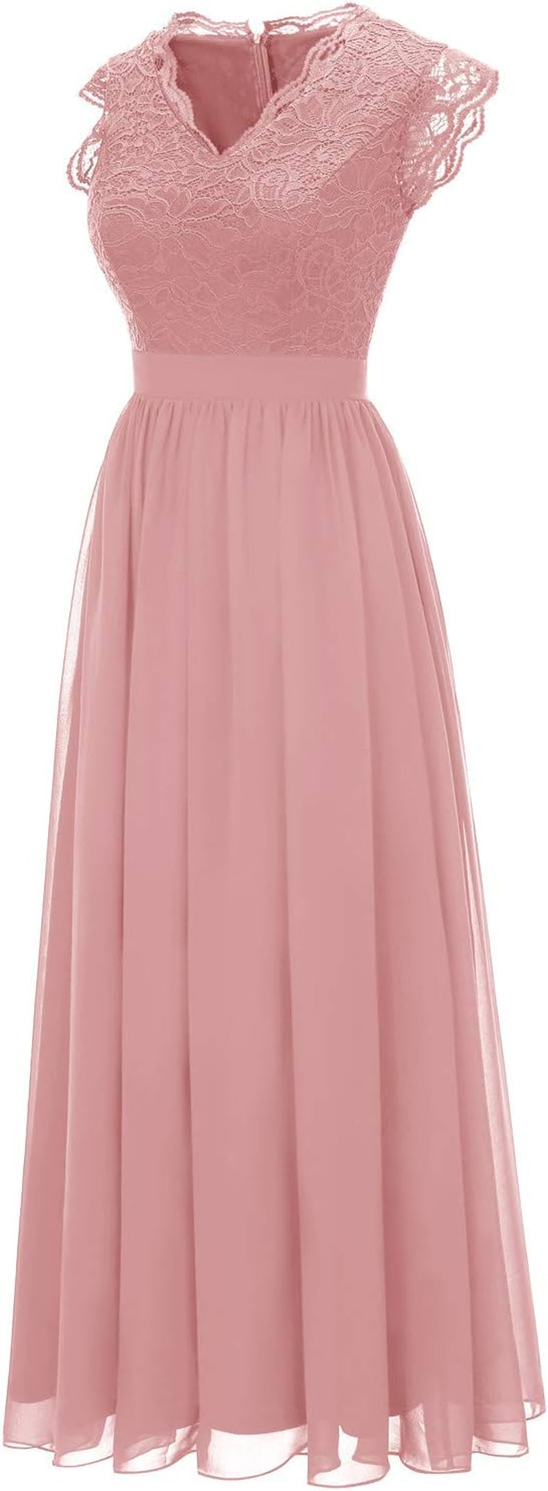 Women'S V Neck Sleeveless Lace Bridesmaid Dress Wedding Party Gown