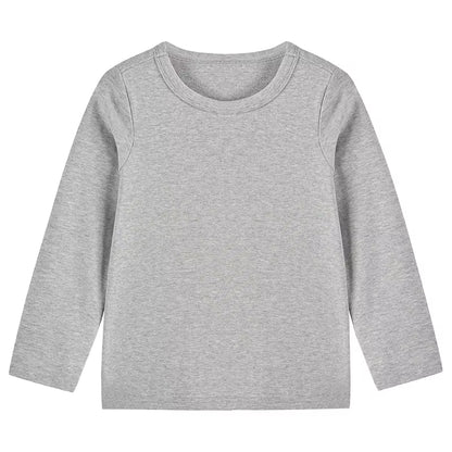 2025 Spring Autumn Children Long Sleeves T-Shirt Kids Solid Color Undershirts Sweat Sweaters Baby Boys Girls round Neck Top