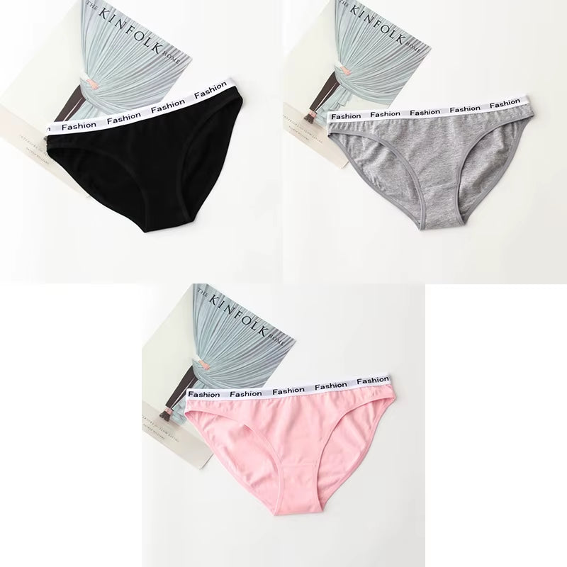 3Pcs Cotton Panties Female Underpants Fashion Women Briefs Underwear Sports plus Size Lingerie Women'S Intimates