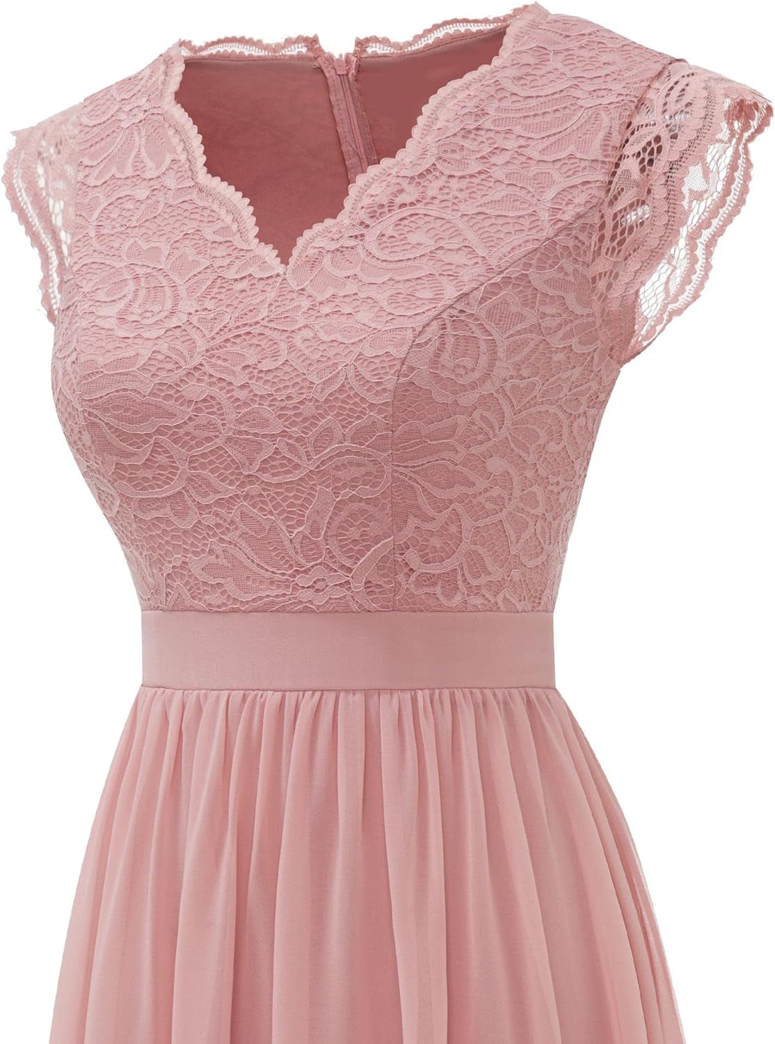 Women'S V Neck Sleeveless Lace Bridesmaid Dress Wedding Party Gown