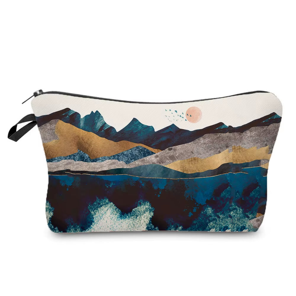 Landscape Painting Makeup Bag Polyester Cosmetic Bag Women'S Necessaire Pouch with Zipper Shaver Kit Bags Luxury Man Travel Bag