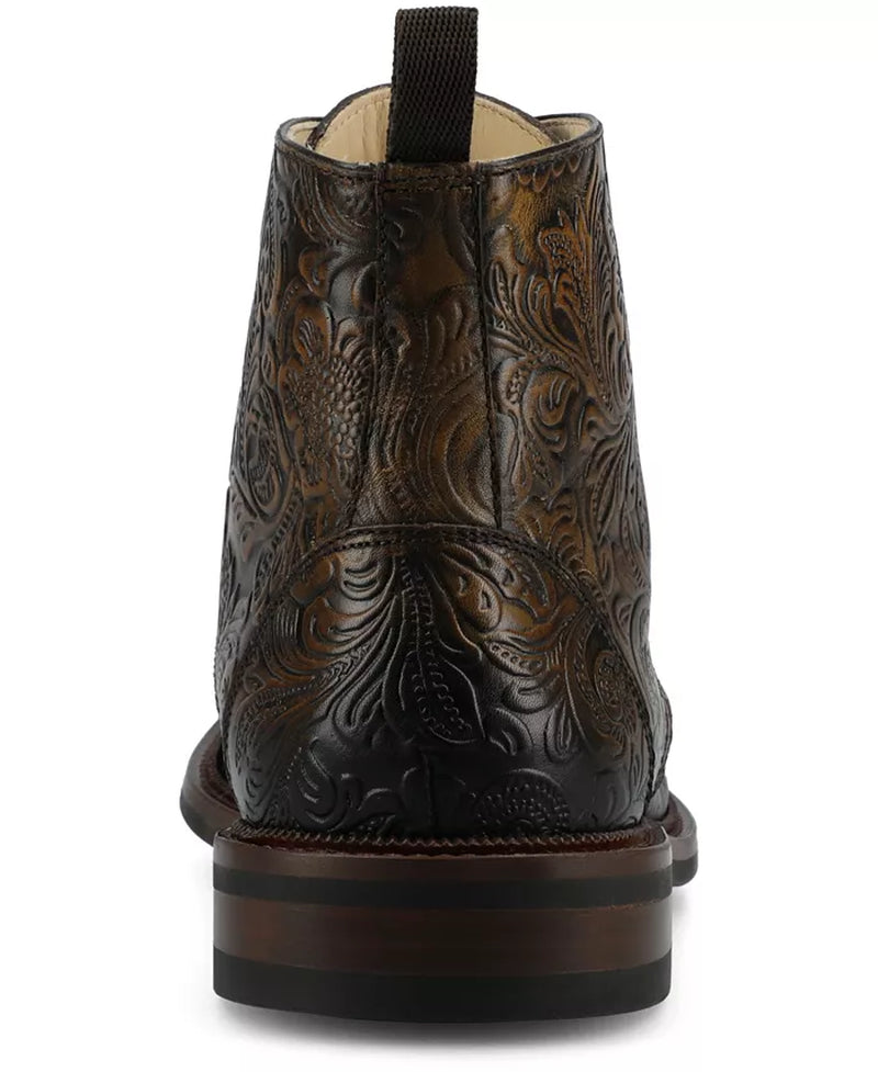 Men'S Rome Embossed Leather Cap Toe Lace-Up Boot