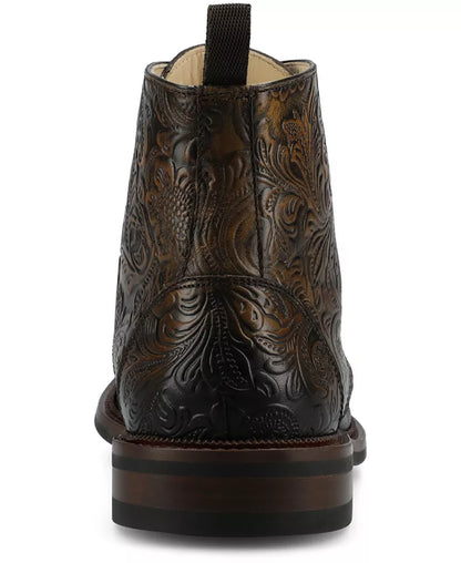 Men'S Rome Embossed Leather Cap Toe Lace-Up Boot