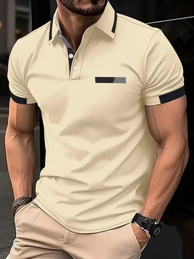 Men'S Short Sleeve Polo Shirt , Summer Casual Lapel Sports Men Polos Gift for Men EUROPEAN Measurement
