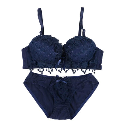 Push up Bra Set Women Underwear Solid Sexy Lingerie Girl Floral Lace Underwear Set Underwire Brassiere Outfit