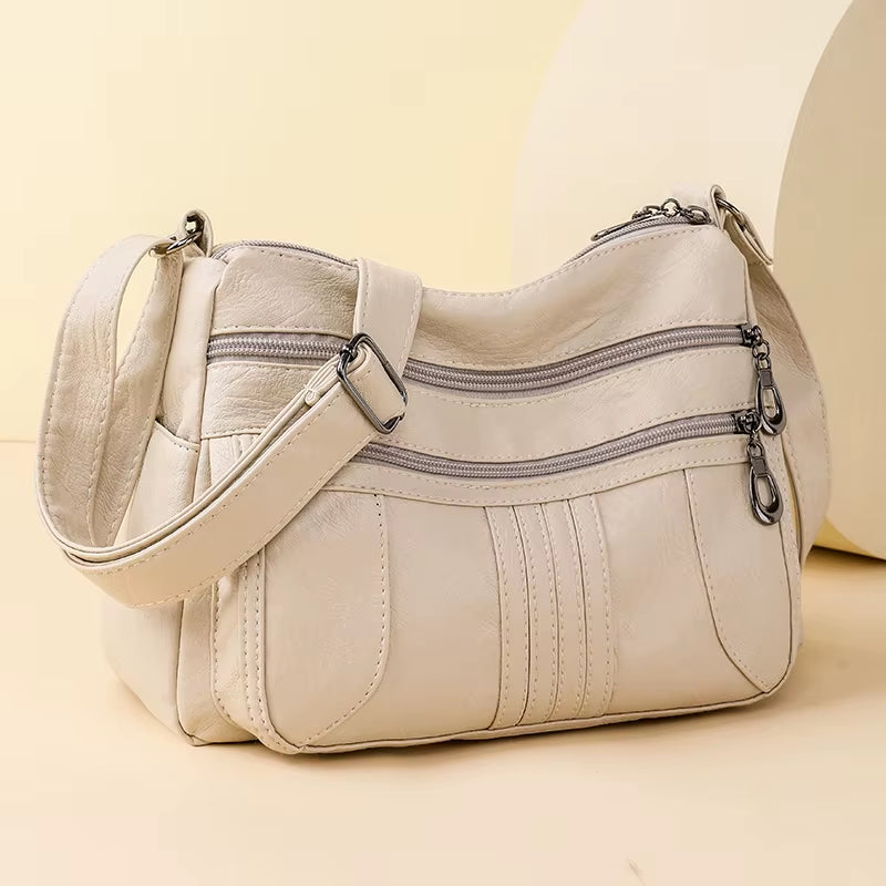Multiple Pockets Soft Leather Hand Bags for Women Luxury Handbags Women Bags Designer Shoulder Crossbody Bags with Free Shipping