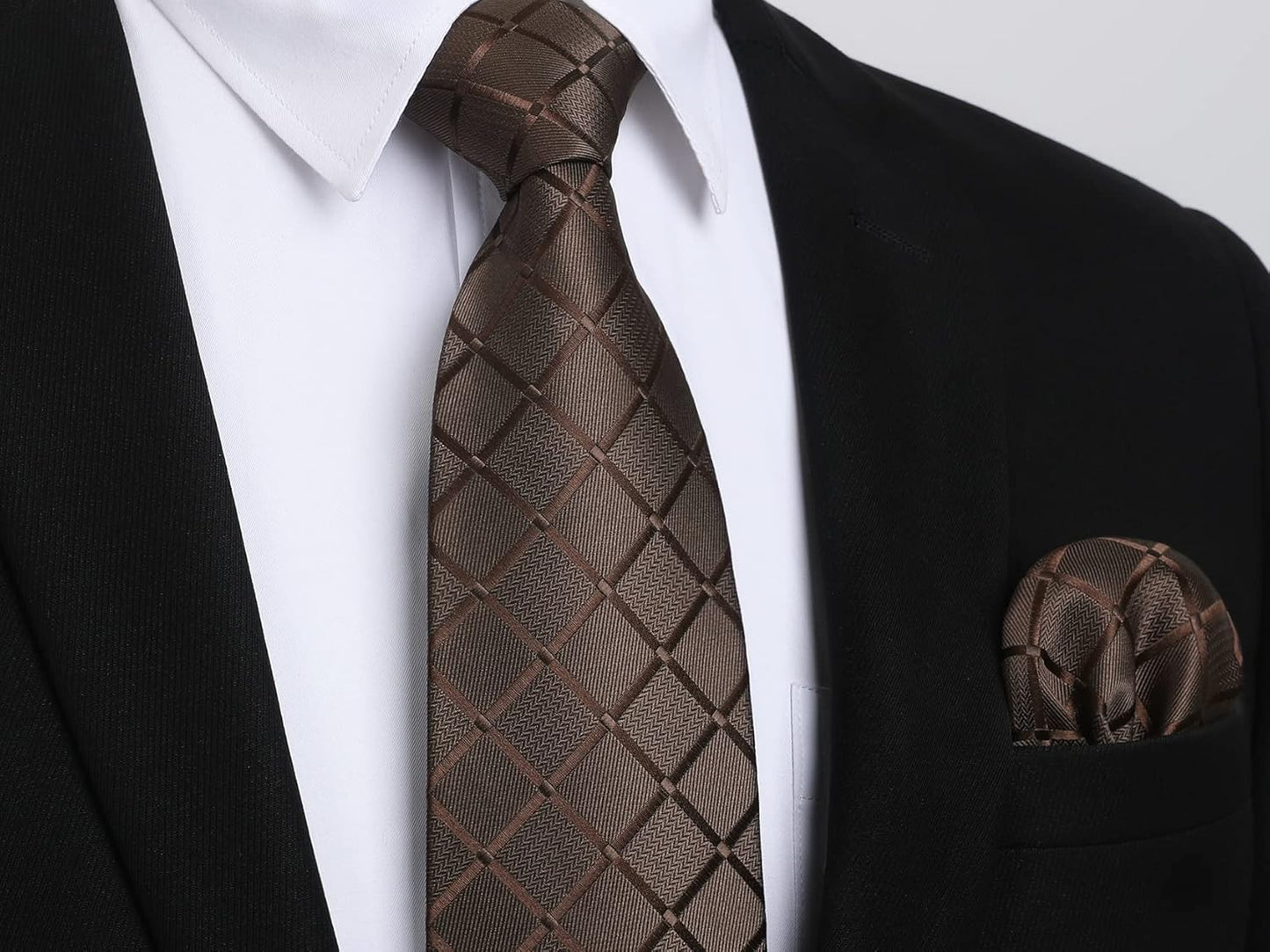 Plaid Checkered Tie Handkerchief Woven Classic Formal Men'S Necktie & Pocket Square Set