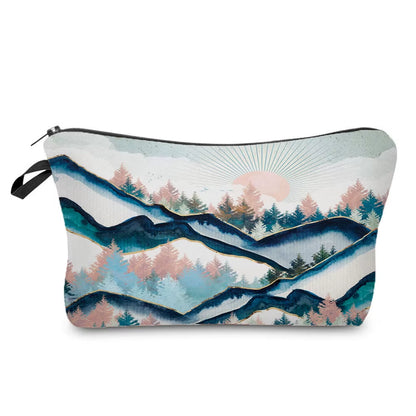 Landscape Painting Makeup Bag Polyester Cosmetic Bag Women'S Necessaire Pouch with Zipper Shaver Kit Bags Luxury Man Travel Bag