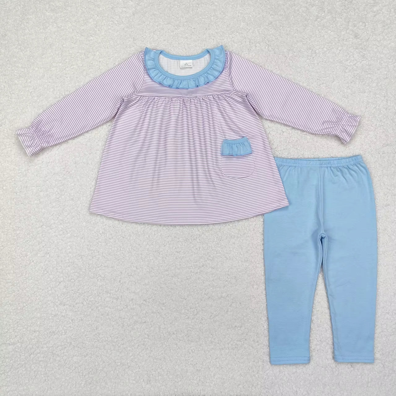 Wholesale Infant Long Sleeves Clothing Blue Flower Shirt Baby Girl Floral Outfit Toddler Skirt Skorts Shorts Children Kids Set