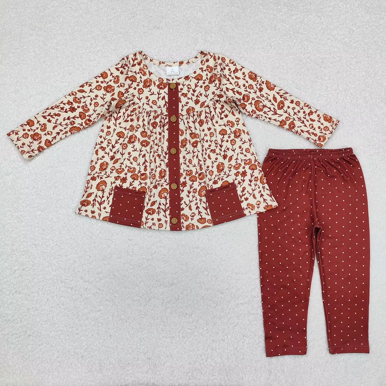 Wholesale Infant Long Sleeves Clothing Blue Flower Shirt Baby Girl Floral Outfit Toddler Skirt Skorts Shorts Children Kids Set