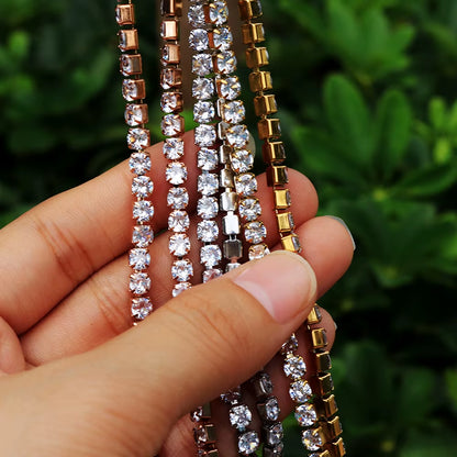 Fashion High Quality Stainless Steel Cubic Zirconia Collar Necklace Rhinestone Bracelet Woman Trendy Jewelry Set Gift Wholesale