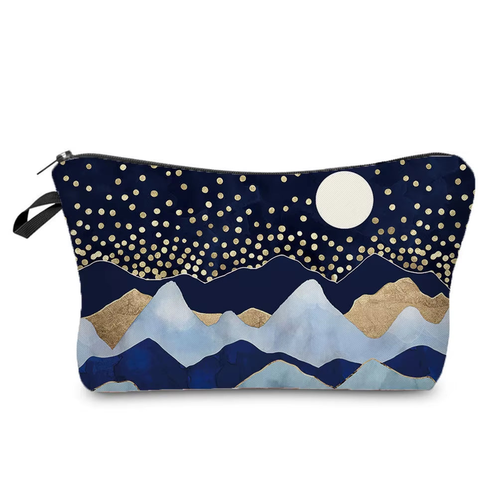 Landscape Painting Makeup Bag Polyester Cosmetic Bag Women'S Necessaire Pouch with Zipper Shaver Kit Bags Luxury Man Travel Bag