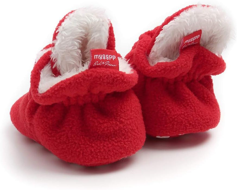 Baby Boy Girl Fleece Booties Newborn Cozy Winter Warm Socks Toddler Non-Slip Soft Sole Crib Shoes…