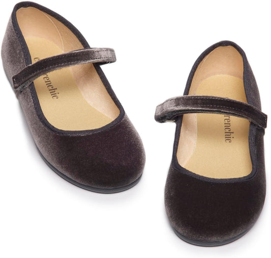 Mary Jane Shoes for Girls – Classic & Comfortable Dress Shoes for Toddlers & Kids – Perfect Flats for School, Play, and Special Occasions (Velvet)