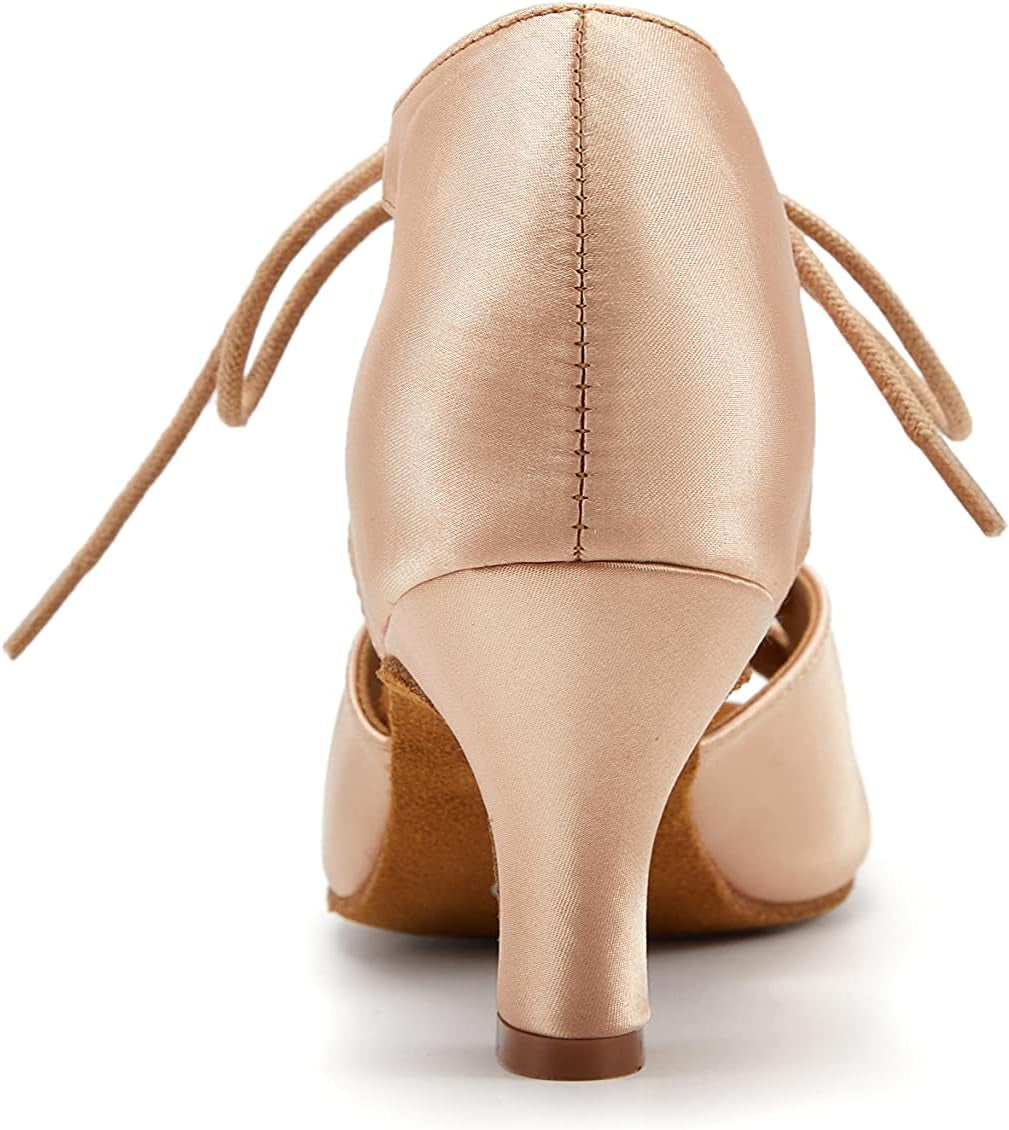 Ballroom Dance Shoes Womens Performance Latin Salsa Dancing Shoes Middle Heels with 2.4 Inch Heels Z06