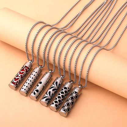 Geometric Style Aromatherapy Essential Oil Pendant Lockets Perfume Storage Diffuser Necklace 316L Stainless Steel Jewelry Gift