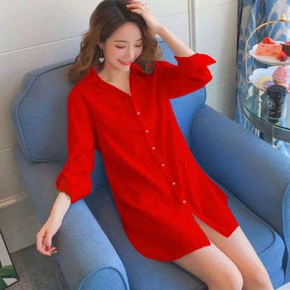 5XL Black Blouses Women Shirt Long Sleeves Boyfriend Bottom Top Loose Long Home Shirts Blusas Mujer De Moda 2022