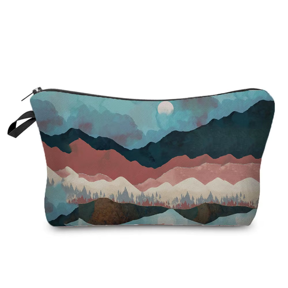 Landscape Painting Makeup Bag Polyester Cosmetic Bag Women'S Necessaire Pouch with Zipper Shaver Kit Bags Luxury Man Travel Bag
