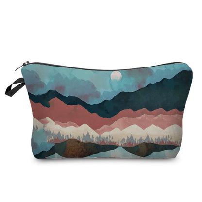 Landscape Painting Makeup Bag Polyester Cosmetic Bag Women'S Necessaire Pouch with Zipper Shaver Kit Bags Luxury Man Travel Bag