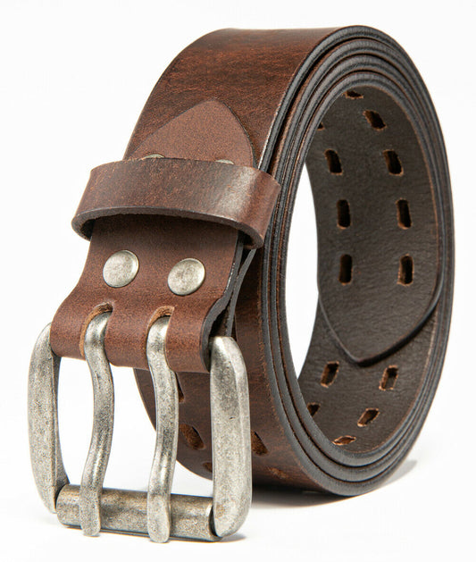 Men’S Top Grain Leather Belts for Men Genuine Solid Belt Workmen 1.5Inch Width