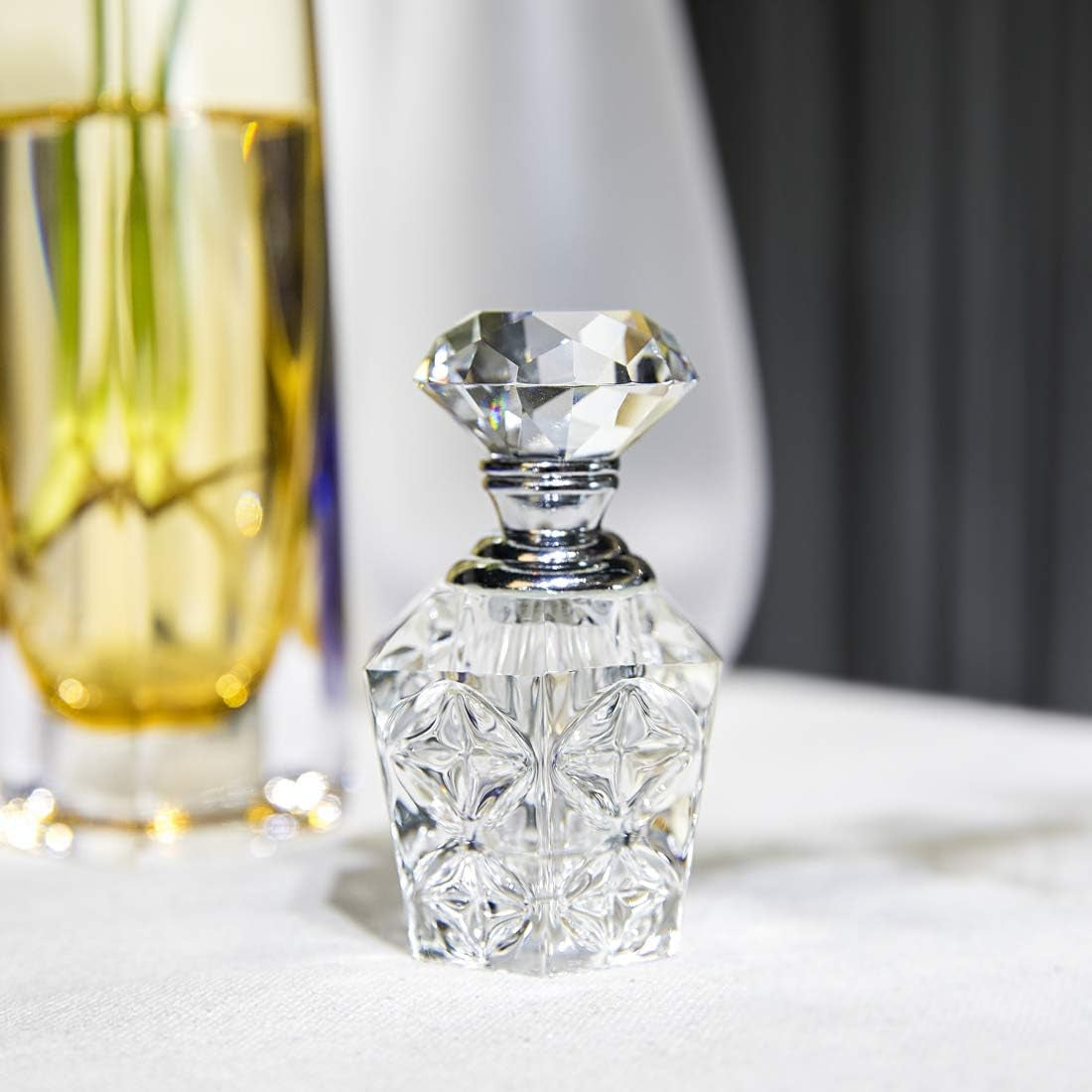 Clear Art Carved Crystal Empty Mini Refillable Perfume Bottle