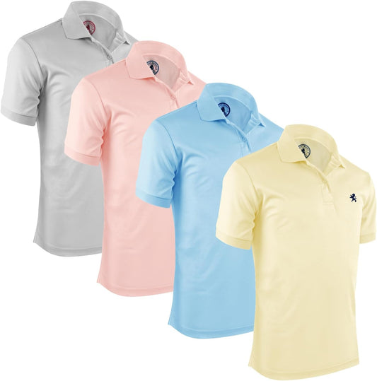 Mens Striped Short Sleeve Polo Shirts 4 Pack