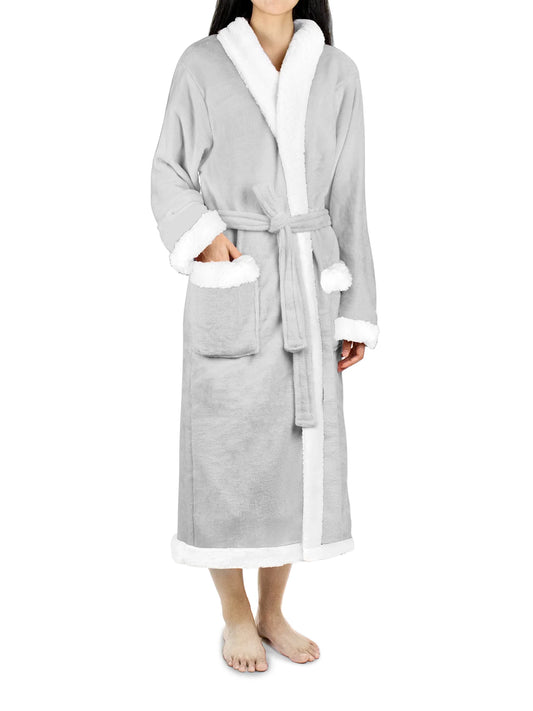 Premium Womens Sherpa Fleece Robe | Luxurious Soft, Warm, Plush Bathrobe
